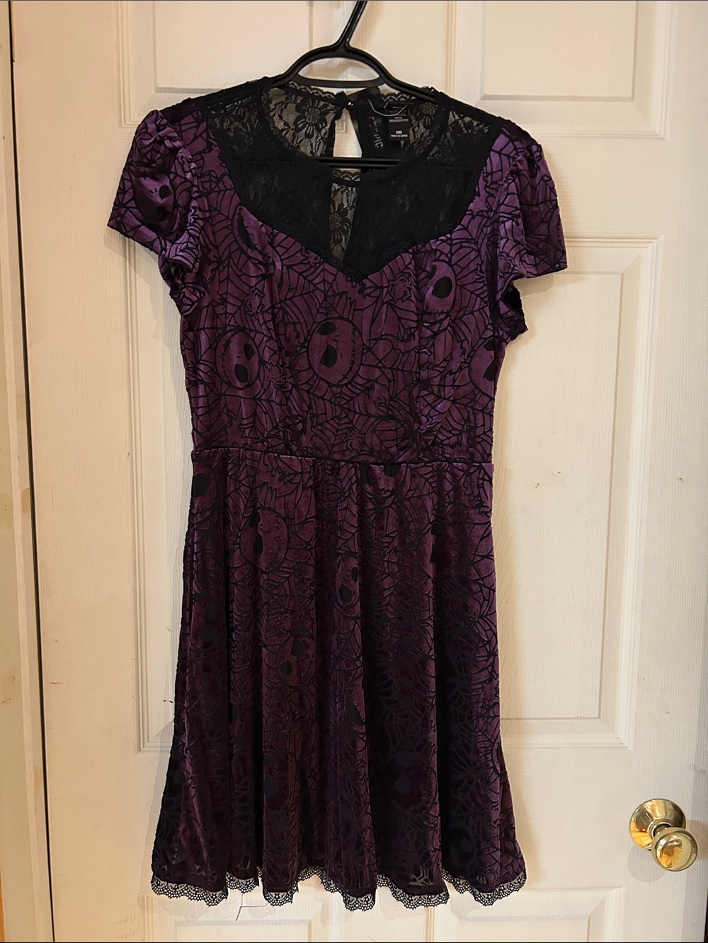 NWT The Nightmare Before Christmas Purple Web Burnout Skater Dress Size Medium